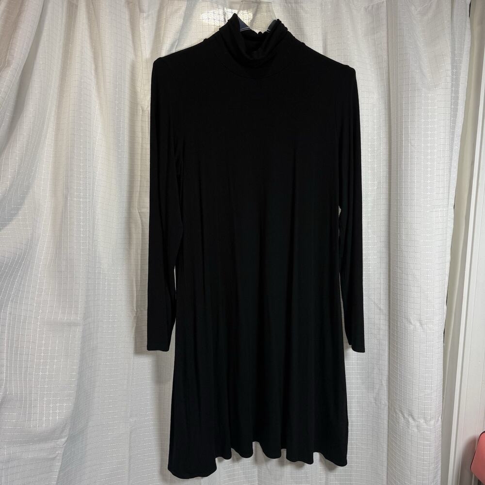 Eileen Fisher Midi Dress Women’s M Turtleneck Quiet Luxury Minimalist Black